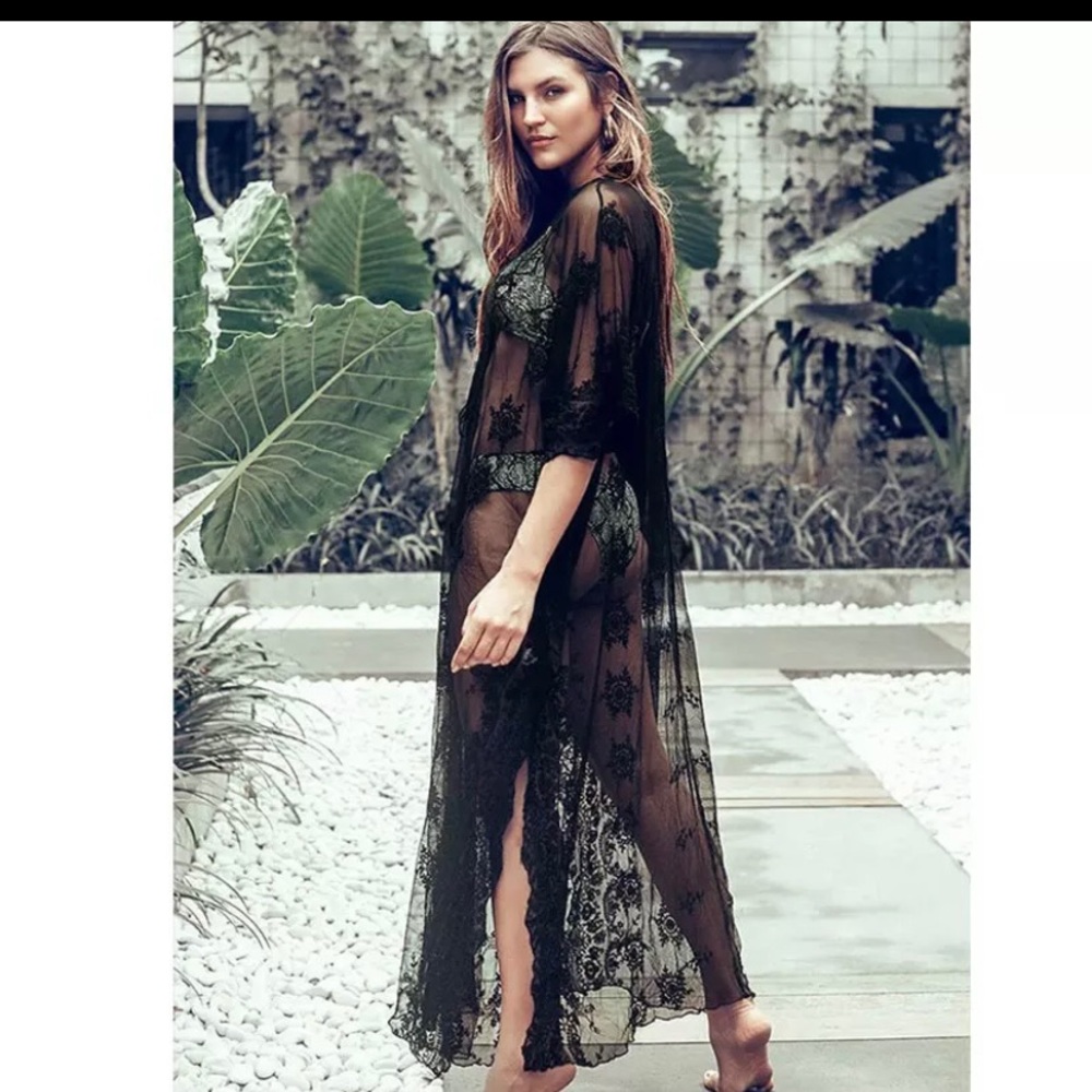 Lace Pullover Long Cover-ups Bikini Outwear